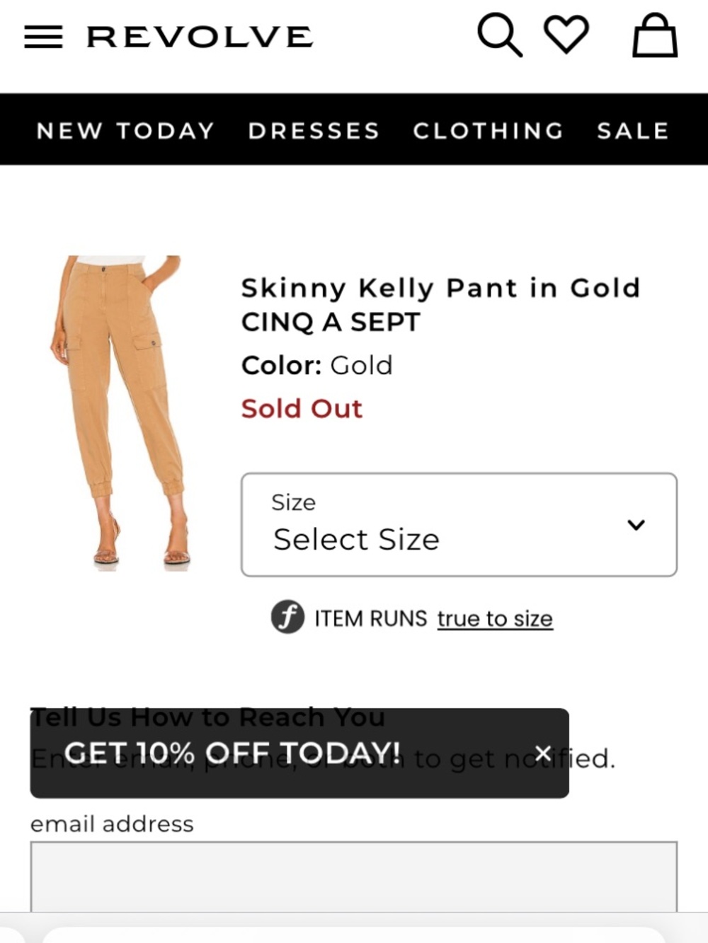 cinq a sept Gold Skinny Kelly Cargo Pant